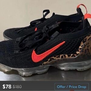 Nike Black and Red VaporMax with Leopard Print